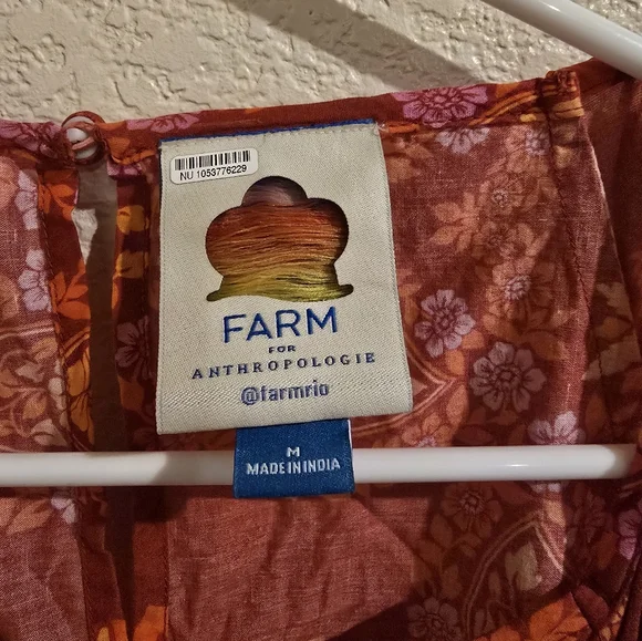 FARM Rio Anthro Orange Flutter Sleeve Tie Back Mini M - Picture 3 of 6